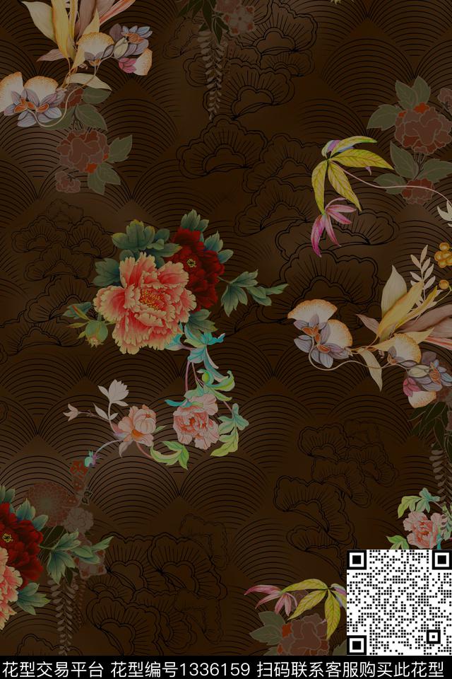 旗袍香云纱中国风数码印花华亿平台下载（图片编号: 1336159） - 瓦栏（Walan）