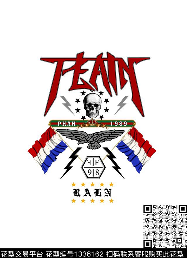 大牌字母组合闪电骷髅头老鹰几何五角星数码印花华亿平台下载（图片编号: 1336162） - 瓦栏（Walan）