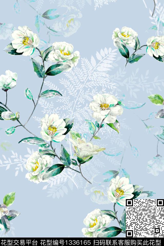 花卉大牌风小清新数码印花华亿平台下载（图片编号: 1336165） - 瓦栏（Walan）