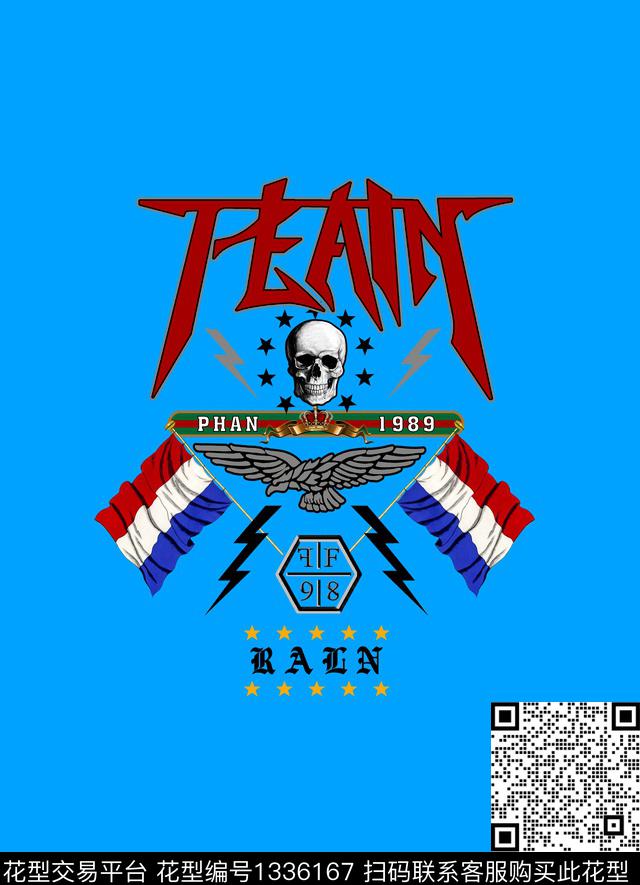 大牌字母组合闪电骷髅头老鹰几何五角星数码印花华亿平台下载（图片编号: 1336167） - 瓦栏（Walan）