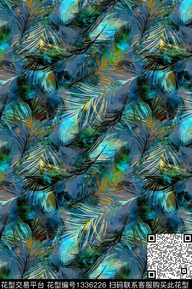 几何花卉抽象数码印花华亿平台下载（图片编号: 1336226） - 瓦栏（Walan）