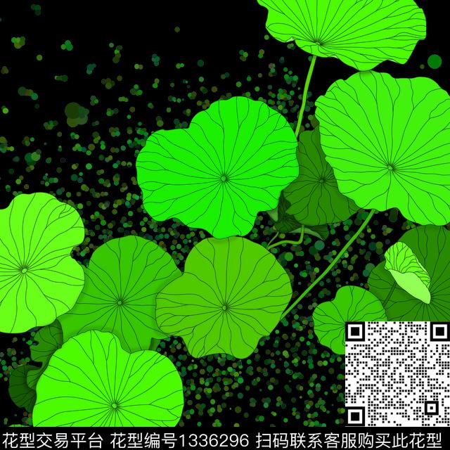 绿色方巾绿植树叶数码印花华亿平台下载（图片编号: 1336296） - 瓦栏（Walan）