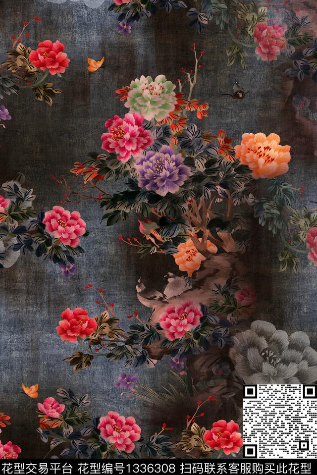 香云纱中老年中国风数码印花华亿平台下载（图片编号: 1336308） - 瓦栏（Walan）