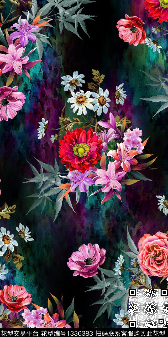 绿植树叶花卉小碎花数码印花华亿平台下载（图片编号: 1336383） - 瓦栏（Walan）