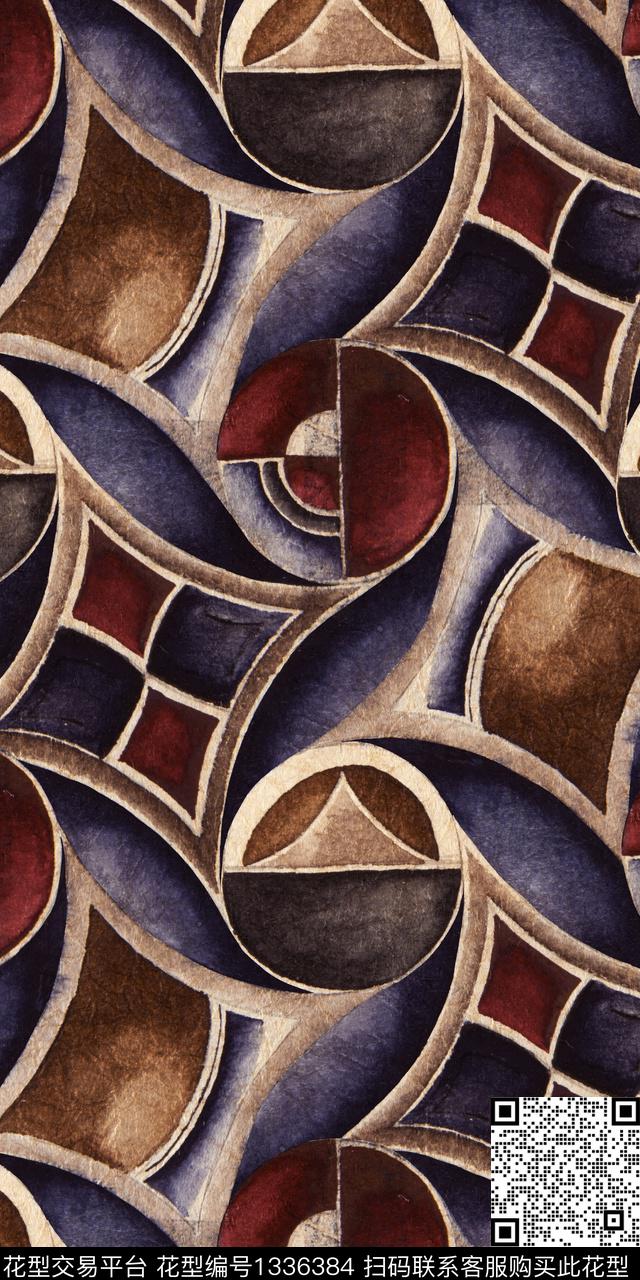 几何大牌风数码印花华亿平台下载（图片编号: 1336384） - 瓦栏（Walan）