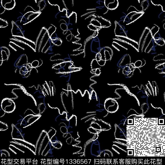 涂鸦线迹涂鸦线迹人像抽象人像传统印花华亿平台下载（图片编号: 1336567） - 瓦栏（Walan）