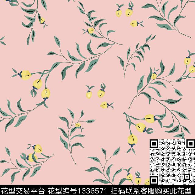 绿植树叶女装花卉传统印花华亿平台下载（图片编号: 1336571） - 瓦栏（Walan）