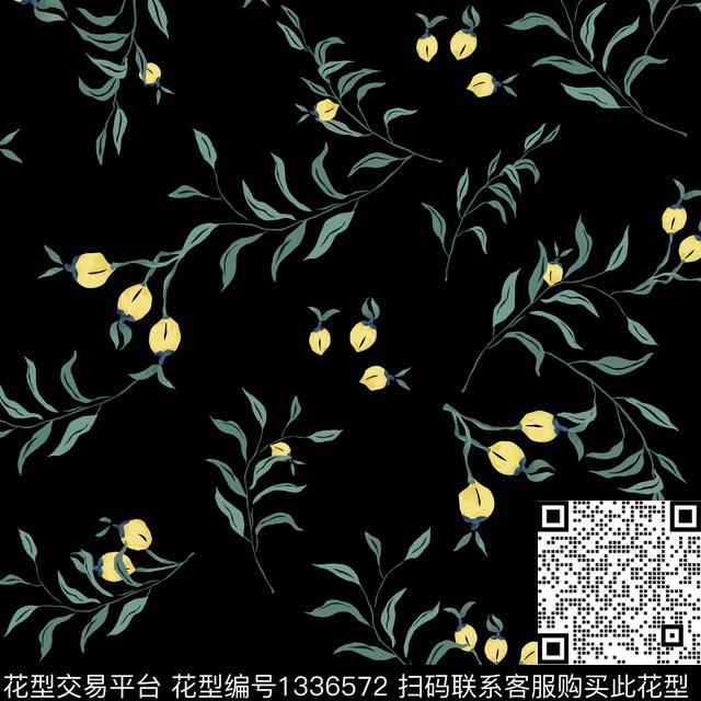 绿植树叶女装花卉传统印花华亿平台下载（图片编号: 1336572） - 瓦栏（Walan）