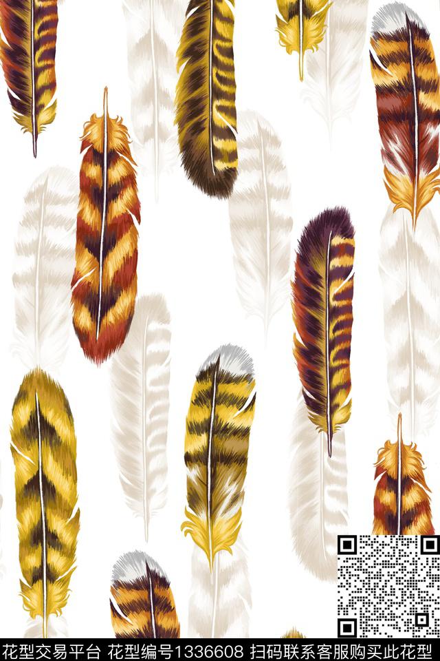 连衣裙羽毛翅膀数码印花华亿平台下载（图片编号: 1336608） - 瓦栏（Walan）