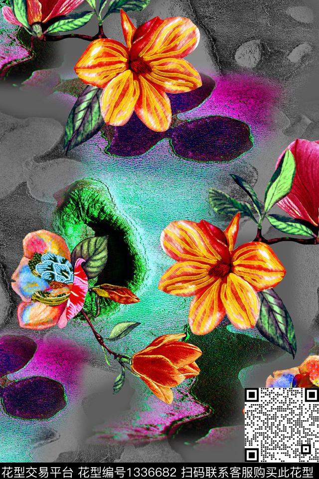 油画华亿平台手绘花卉秋冬华亿平台数码印花华亿平台下载（图片编号: 1336682） - 瓦栏（Walan）
