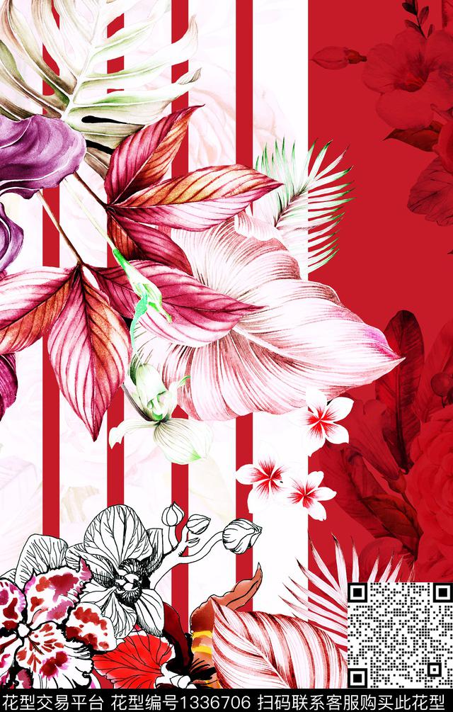 定位花底纹花卉数码印花华亿平台下载（图片编号: 1336706） - 瓦栏（Walan）