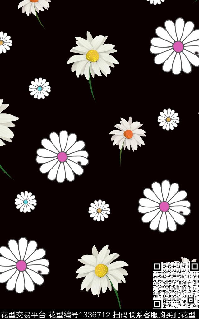 时尚花卉清爽底花卉数码印花华亿平台下载（图片编号: 1336712） - 瓦栏（Walan）