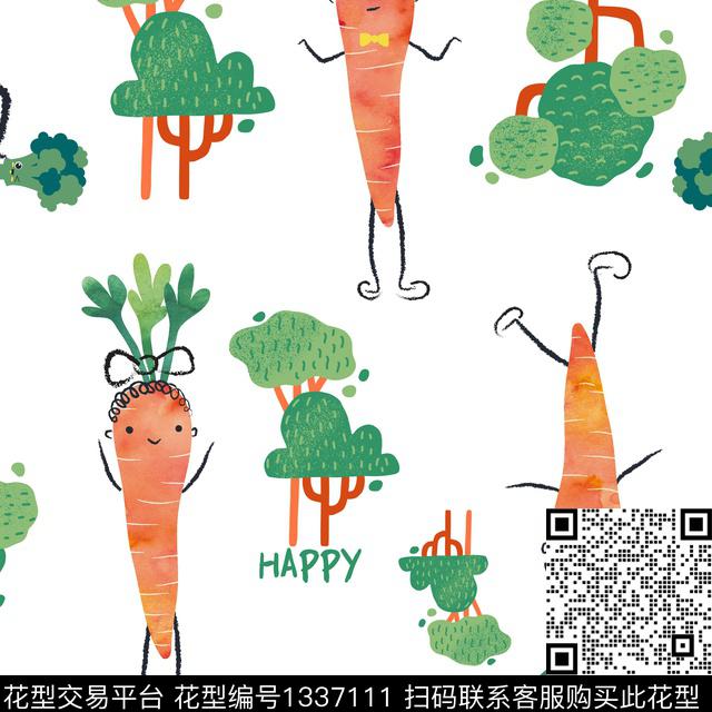 树林胡萝卜蔬菜数码印花华亿平台下载（图片编号: 1337111） - 瓦栏（Walan）