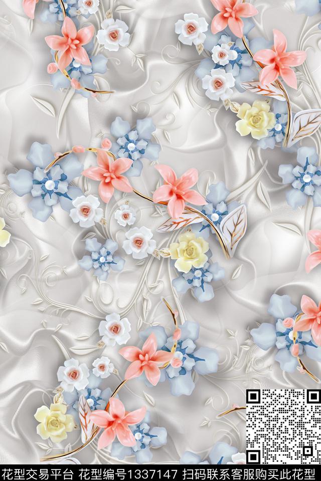 抽象素雅小碎花数码印花华亿平台下载（图片编号: 1337147） - 瓦栏（Walan）