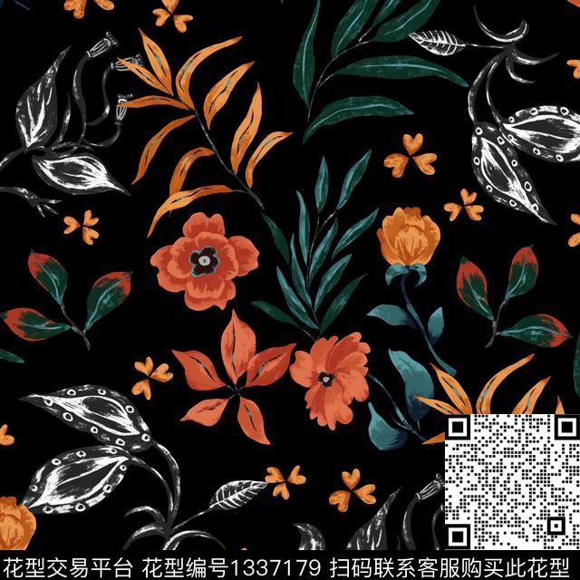 绿植树叶花卉大牌风传统印花华亿平台下载（图片编号: 1337179） - 瓦栏（Walan）