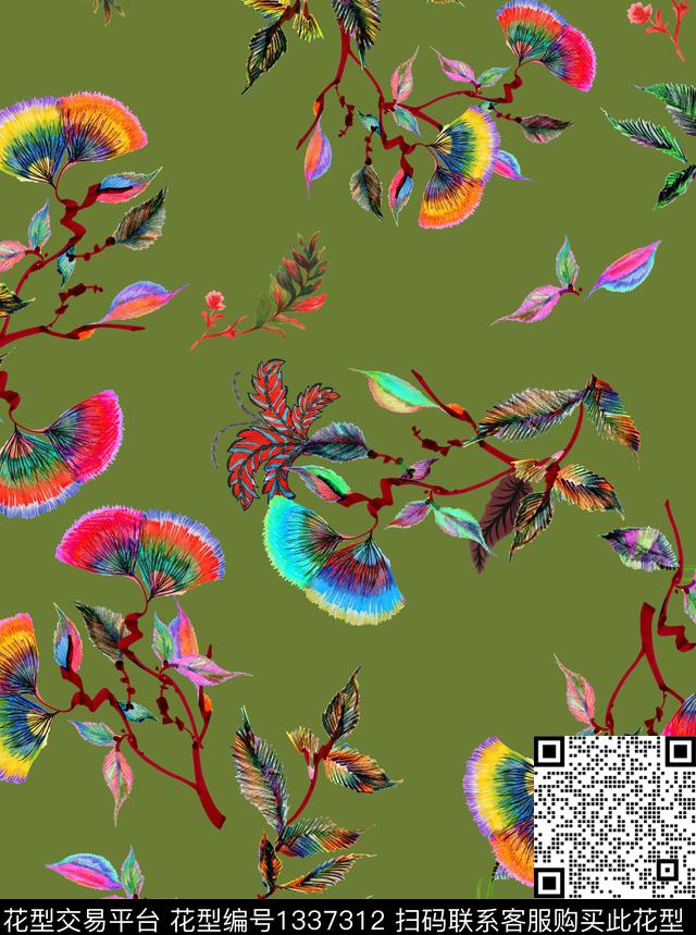 抽象花卉民族风波西米亚数码印花华亿平台下载（图片编号: 1337312） - 瓦栏（Walan）