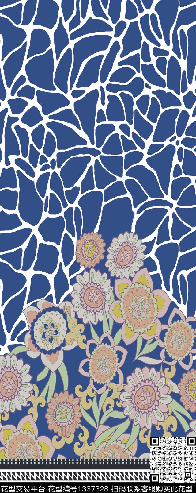 几何花卉大牌风传统印花华亿平台下载（图片编号: 1337328） - 瓦栏（Walan）