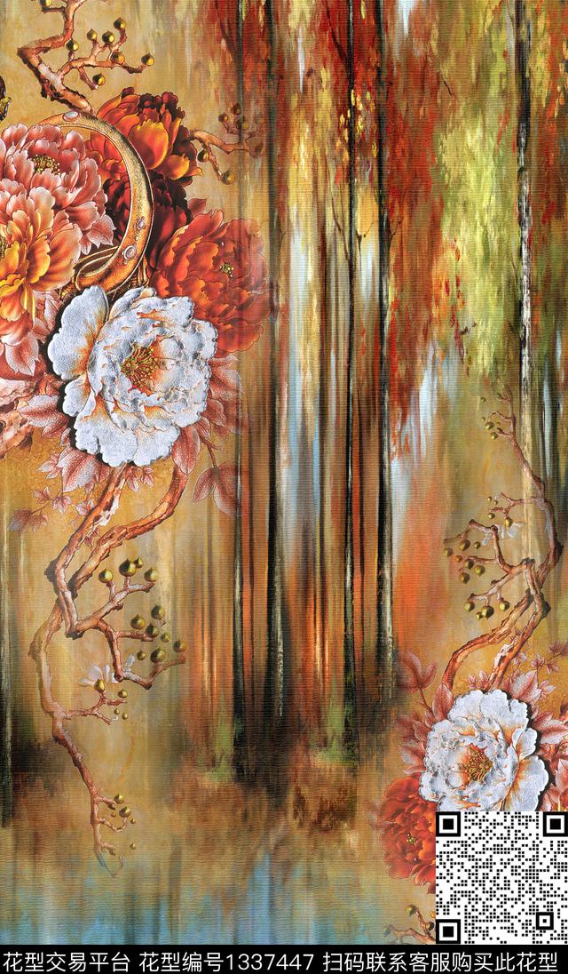 女装定位花花卉大牌风数码印花华亿平台下载（图片编号: 1337447） - 瓦栏（Walan）