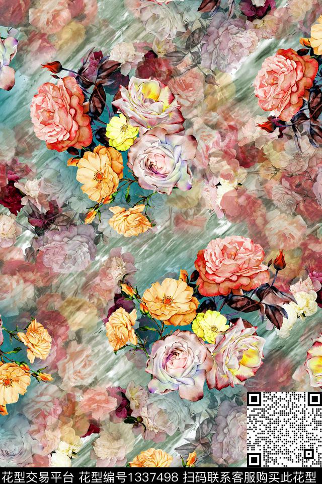 肌理印度油画华亿平台数码印花华亿平台下载（图片编号: 1337498） - 瓦栏（Walan）