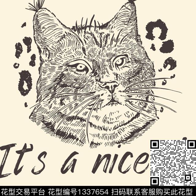 动物头定位花男装传统印花华亿平台下载（图片编号: 1337654） - 瓦栏（Walan）