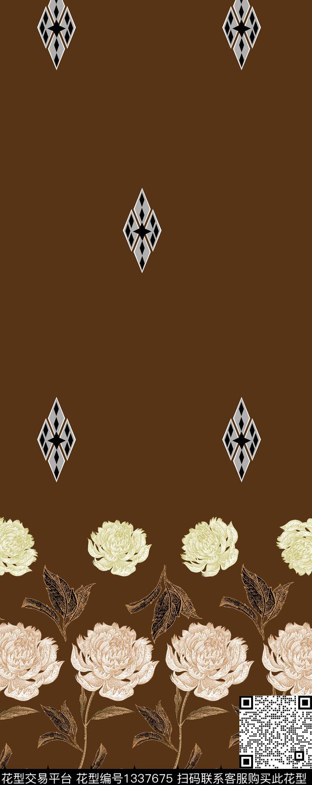 数码华亿平台绿植树叶几何数码印花华亿平台下载（图片编号: 1337675） - 瓦栏（Walan）