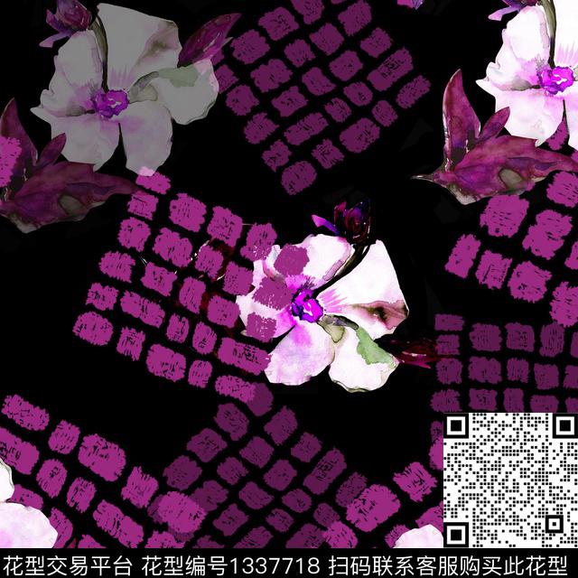 几何花卉油画华亿平台潮牌数码印花华亿平台下载（图片编号: 1337718） - 瓦栏（Walan）