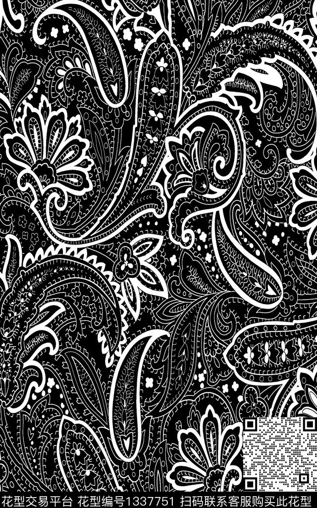 佩斯利波西米亚满版散花数码印花华亿平台下载（图片编号: 1337751） - 瓦栏（Walan）