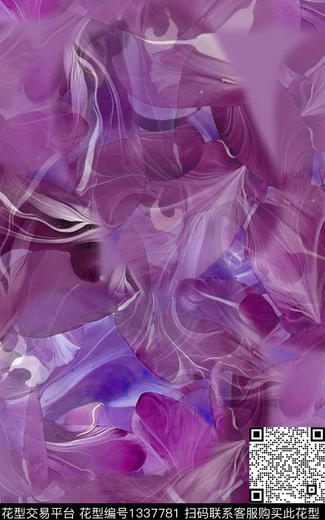 女装抽象绿植树叶数码印花华亿平台下载（图片编号: 1337781） - 瓦栏（Walan）