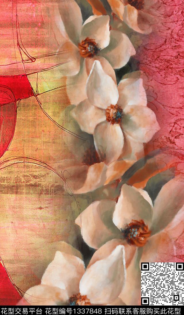 女装定位花花卉大牌风数码印花华亿平台下载（图片编号: 1337848） - 瓦栏（Walan）