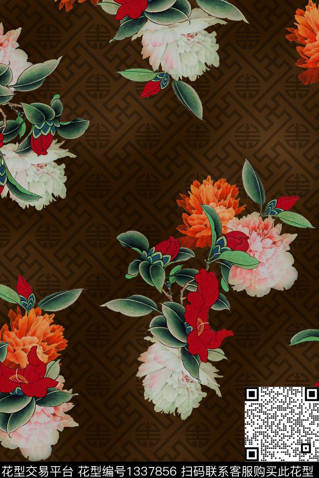 旗袍香云纱中国风数码印花华亿平台下载（图片编号: 1337856） - 瓦栏（Walan）