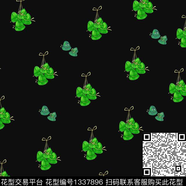 几何大牌风黑底花卉传统印花华亿平台下载（图片编号: 1337896） - 瓦栏（Walan）