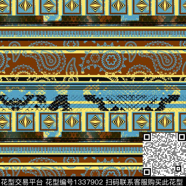 纸印花几何抽象男装传统印花华亿平台下载（图片编号: 1337902） - 瓦栏（Walan）