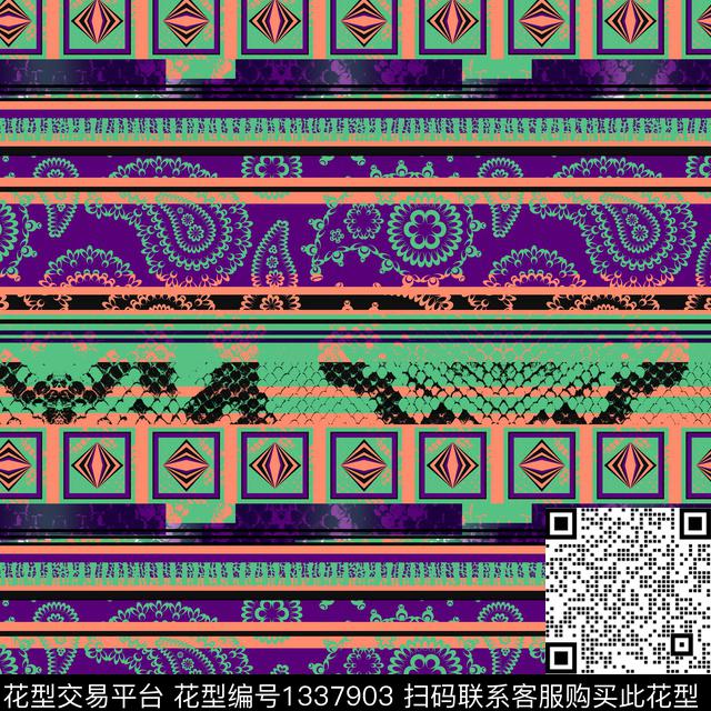 纸印花几何抽象男装传统印花华亿平台下载（图片编号: 1337903） - 瓦栏（Walan）