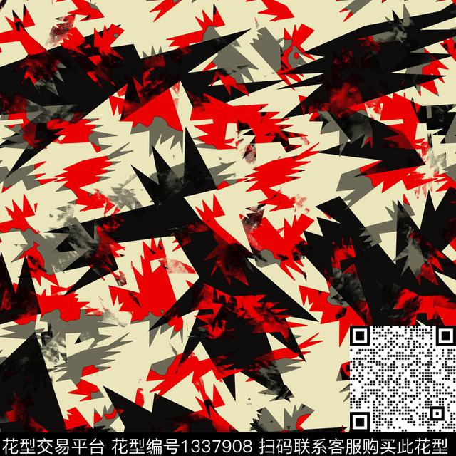 纸印花几何抽象男装传统印花华亿平台下载（图片编号: 1337908） - 瓦栏（Walan）