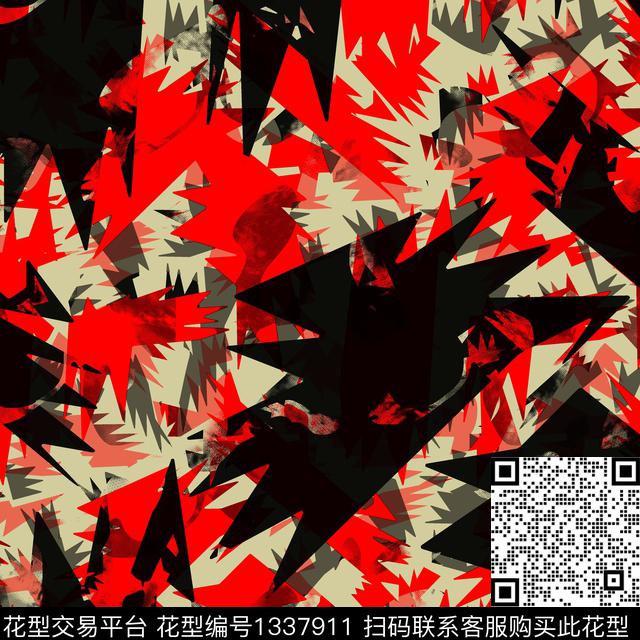 纸印花几何抽象男装传统印花华亿平台下载（图片编号: 1337911） - 瓦栏（Walan）