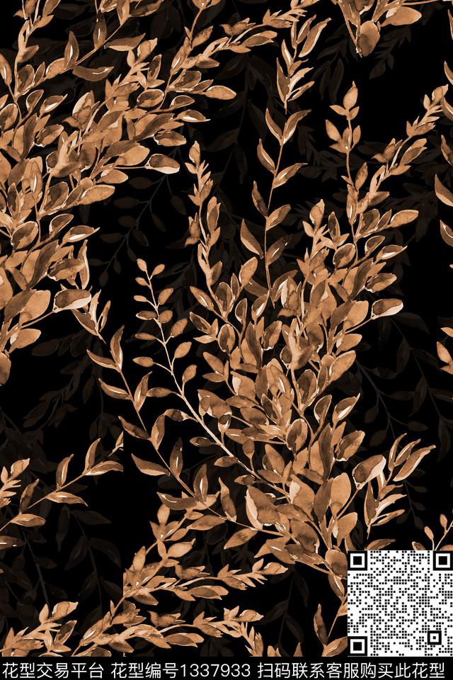 花卉大牌风植物数码印花华亿平台下载（图片编号: 1337933） - 瓦栏（Walan）