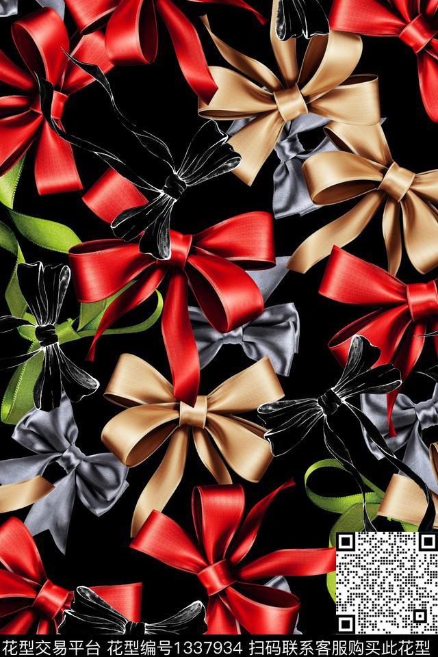 蝴蝶结大牌风趣味数码印花华亿平台下载（图片编号: 1337934） - 瓦栏（Walan）