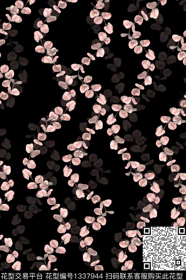 花卉大牌风植物数码印花华亿平台下载（图片编号: 1337944） - 瓦栏（Walan）