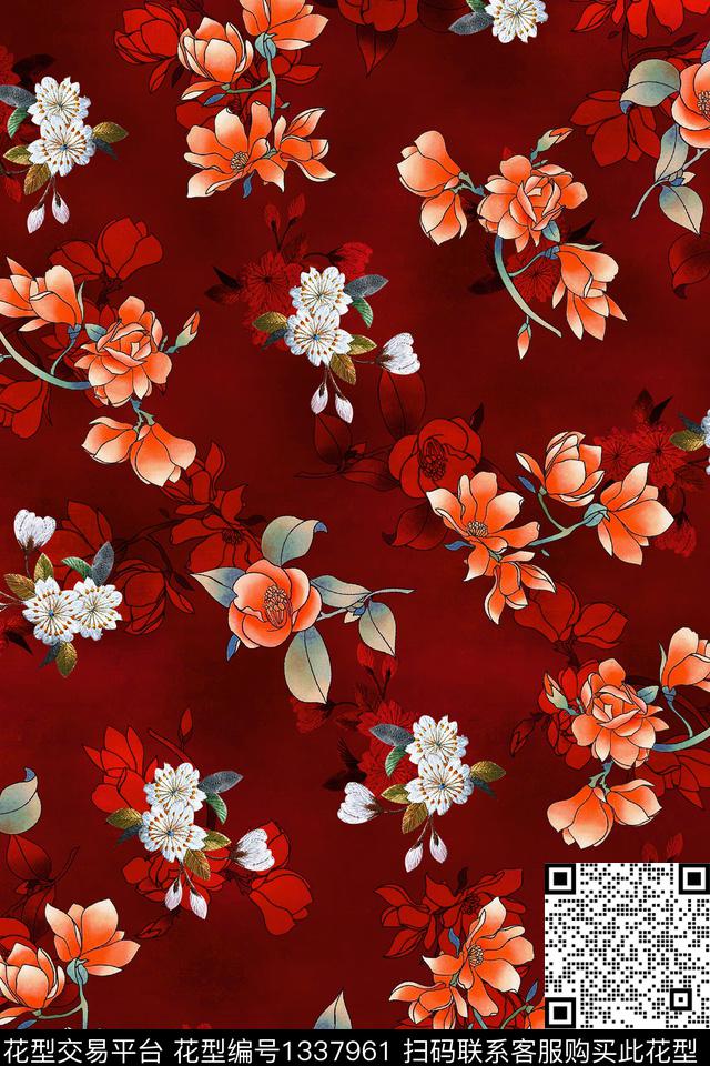 香云纱中国风朦胧底纹数码印花华亿平台下载（图片编号: 1337961） - 瓦栏（Walan）