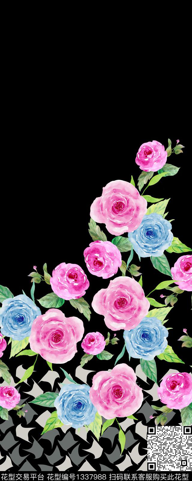 数码华亿平台绿植树叶几何数码印花华亿平台下载（图片编号: 1337988） - 瓦栏（Walan）