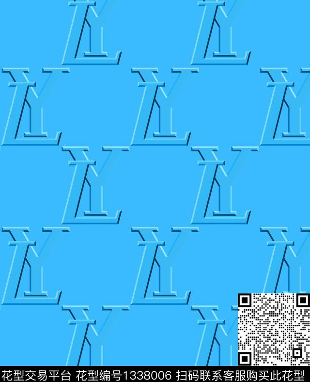 字母几何大牌风传统印花华亿平台下载（图片编号: 1338006） - 瓦栏（Walan）