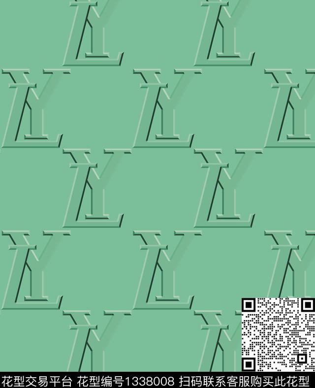 字母几何大牌风数码印花华亿平台下载（图片编号: 1338008） - 瓦栏（Walan）