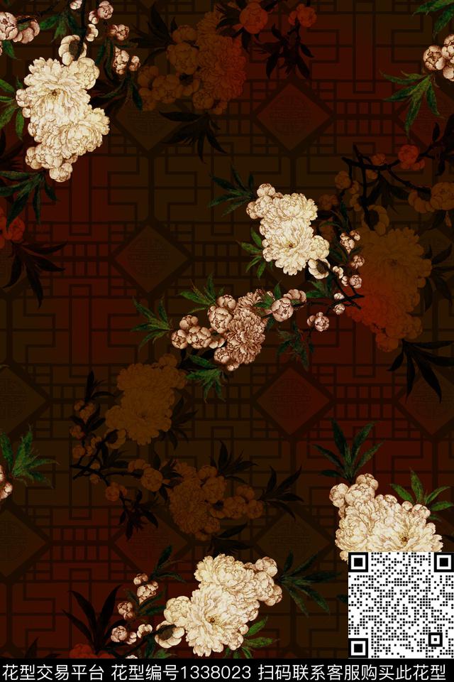 旗袍香云纱中国风数码印花华亿平台下载（图片编号: 1338023） - 瓦栏（Walan）