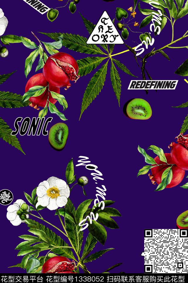 花卉潮牌大牌风数码印花华亿平台下载（图片编号: 1338052） - 瓦栏（Walan）