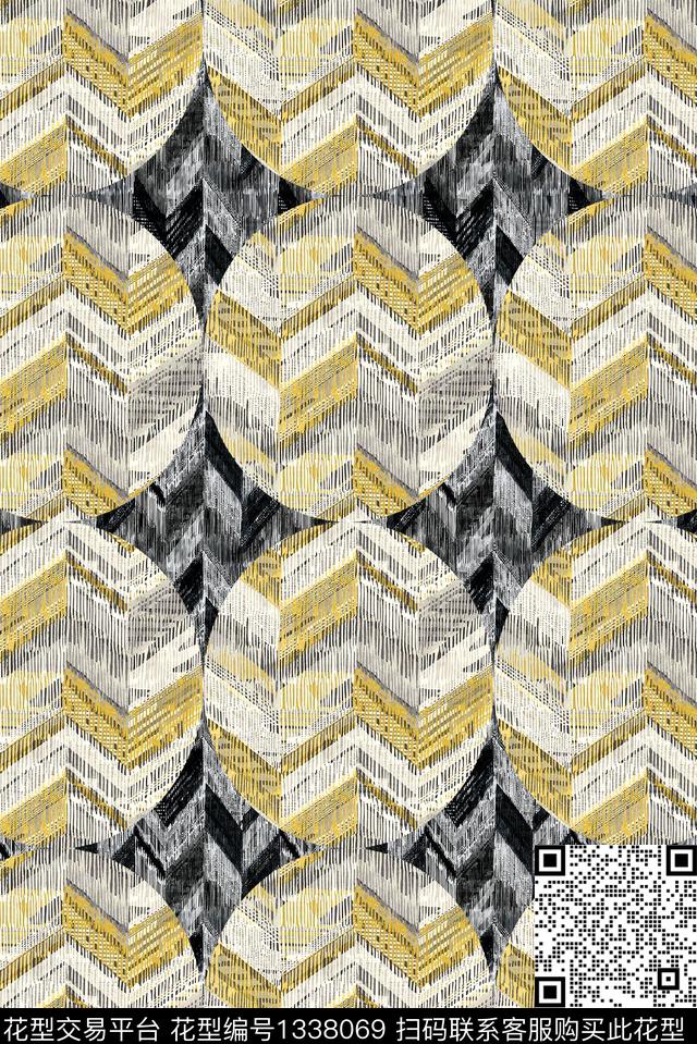 线条画几何纹理数码印花华亿平台下载（图片编号: 1338069） - 瓦栏（Walan）