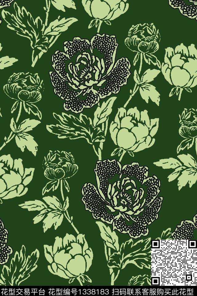 印度时尚花卉传统印花华亿平台下载（图片编号: 1338183） - 瓦栏（Walan）