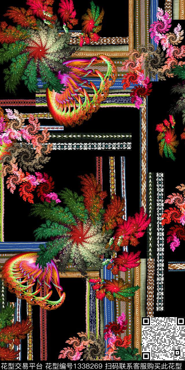 几何分型条纹数码印花华亿平台下载（图片编号: 1338269） - 瓦栏（Walan）