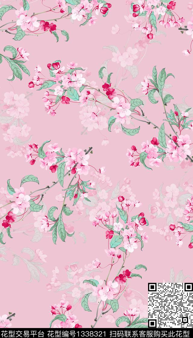 梅花花卉小碎花数码印花华亿平台下载（图片编号: 1338321） - 瓦栏（Walan）