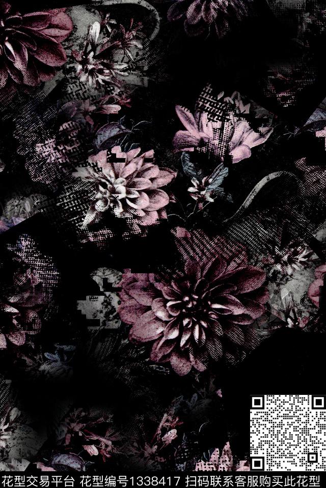 花卉潮牌大牌风数码印花华亿平台下载（图片编号: 1338417） - 瓦栏（Walan）