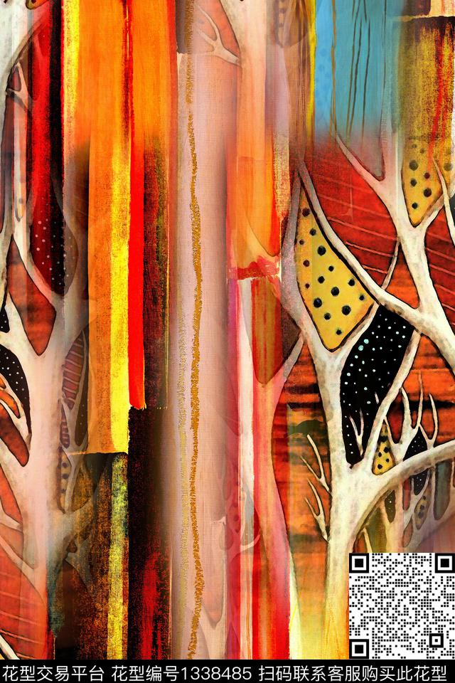 几何几何油画女装几何数码印花华亿平台下载（图片编号: 1338485） - 瓦栏（Walan）